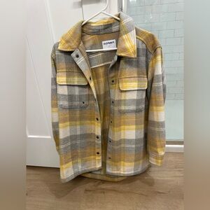 Old Navy Tan and Yellow Plaid Shacket